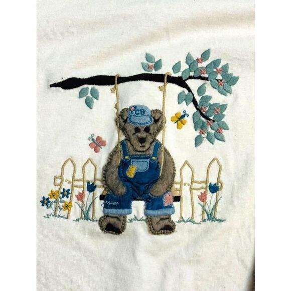 Suttons Womens Large Retro Waffle Knit Teddy Bear Vest & T-shirt Set Cottagecore - Picture 10 of 15